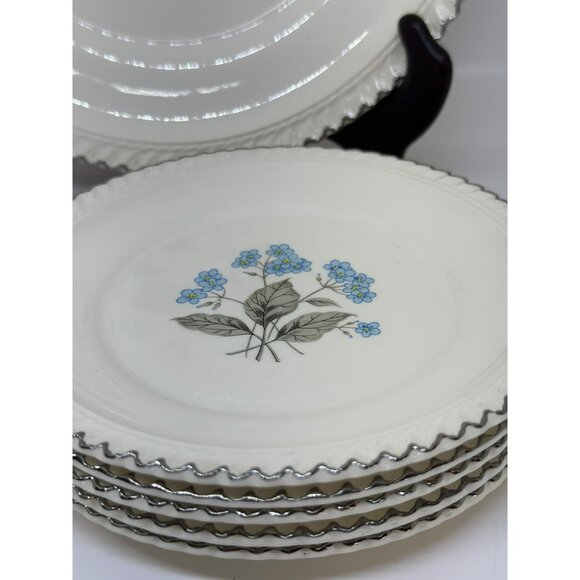 Harkerware White Chapel Plates Set 5 Snack Plates Floral Dinnerware - Picture 3 of 9